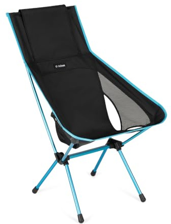 Helinox Sunset Chair (re), verstaubare Outdoor-Möbel, Sommerurlaubssitz, faltbar, leicht, hoher Rückenlehnenkomfort, nachhaltige, umweltfreundliche Materialien mit einem Gewicht von 1,6 kg, Schwarz