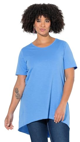 Angel of Style Damen große Größen Übergrößen Plus Size Longshirt, Rundhals, Halbarm, gerundeter Saum lichtblau 50 832019710-50