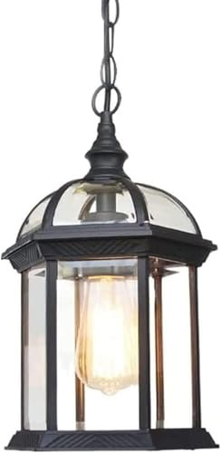 JFGCTYHXY Lustres d'extérieur, Lustre extérieur étanche en verre – Luminaire suspendu vintage for porche, terrasse et entrée, à une lumière