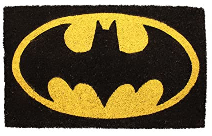 SD TOYS - Batman Eingangsmatte, Kokosfaser, rutschfest, schwarz und gelb, 73 x 43 cm