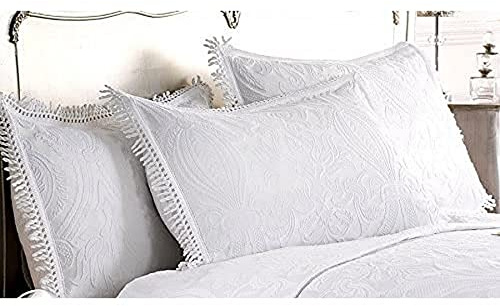Emma Barclay Mafalda - Cotton Rich Jacquard Pillow Sham in White - PilloWidth Sham