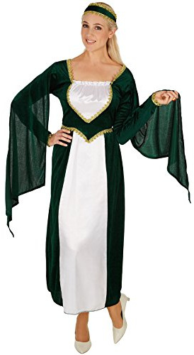 dressforfun tectake Frauenkostüm Burgprinzessin | Aus filigranem, weichem Pannesamt und Chiffon | Wundervolles, langes Burgprinzessinnen-Kleid | Inkl. bezauberndem Kopfschmuck (XXL)