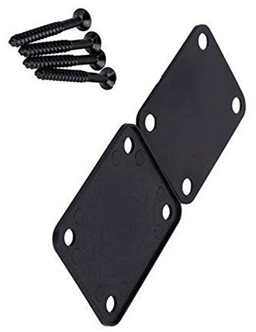 1 Set Metal 4 Hole Guitar Neck Plate Neckplate for Fender Strat Stratocaster Tele Telecaster Guitar/Bass (Black)