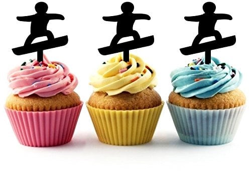 Innovedesire Snowboard Snowboarding Silhouette Party Wedding Birthday Acrylic Cupcake Toppers Decor 10 pcs