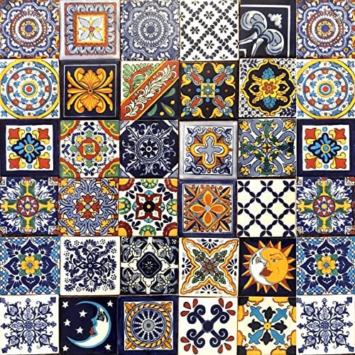 Cerames Piastrelle Mosaico Messicane Horacio – 30 ceramiche mattonelle messicane decorative per bagno, doccia, scale, parete posteriore della cucina | Tessere mosaico ceramica 10,5x10,5 cm