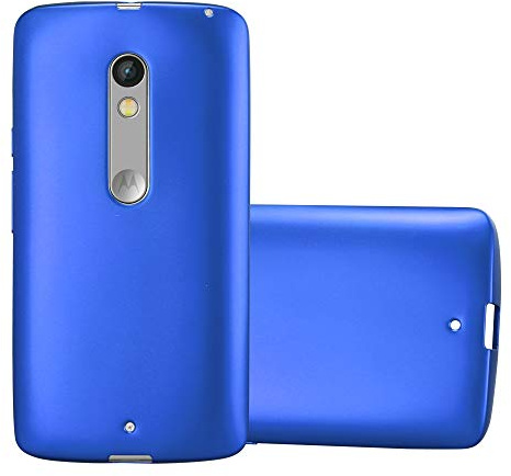Cadorabo Hülle kompatibel mit Motorola Moto X Play Schutzhülle TPU Silikon Case Metallic Design Slim Kratzfest Weiche Gummi mit Rundumschutz Case Hülle für Motorola Moto X Play in Blau