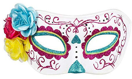Boland 72217 - Augenmaske La Rosa, Maske Dia de los Muertos, Gesichts-Maske mit Glitzer und Blüten, Mexiko, Accessoire, Kostüm, Karneval, Mottoparty, Halloween