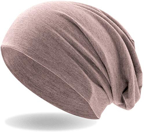 Hatstar® Klassische Slouch Long Beanie Mütze | leicht und weich | für Damen und Herren | Übergangsmütze für Frühling und Sommer (Jeans Hellbraun meliert)