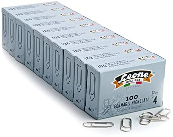 Schwere Nickel-Klammern von Dell'Era Nr. 4 - mm. 32 Rinde 10 Boxen 100 Stück - Made in Italy
