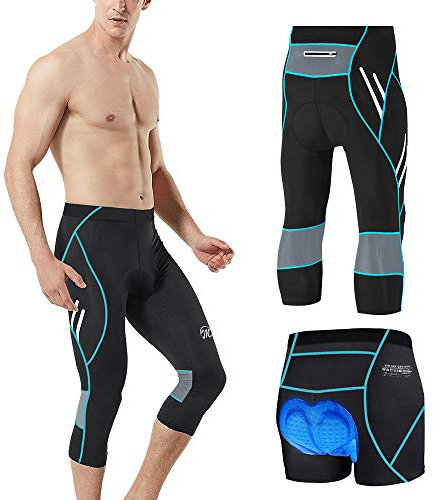 MEETWEE Pantaloni Ciclismo 3/4 Uomo, Bicicletta Pinocchietti 3D Imbottiti Traspirante Pantaloncini da Biciclette, Compression Mutande MTB Pantaloni da Bike Bicicletta Bici