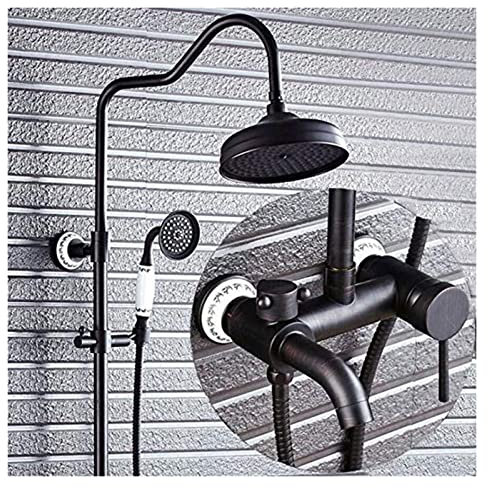 Systeme de douche Colonne Douche En Laiton Colonne Douche Bain Ensemble Douche Mixer Douche Levage Vintage Antique Set De Douche En Cuivre (A)