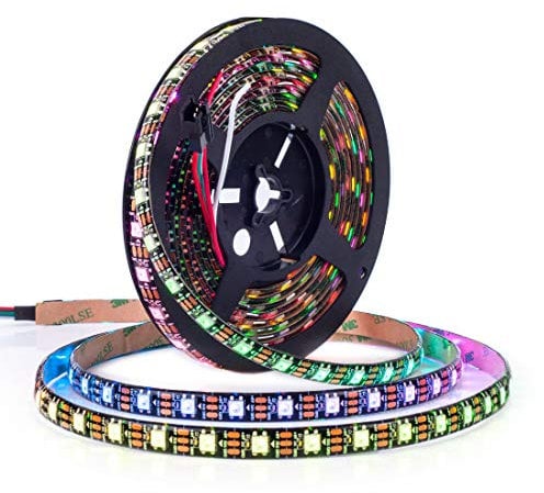 BTF-LIGHTING WS2812 ECO 5M 300 LEDs RGB Individuell adressierbar Legierungsdraht WS2812 60Pixels/m 5050 SMD Flexibler Streifen Schwarz PCB DC 5V für Heimdekoration IP65 Wasserdicht(Nur Streifen)