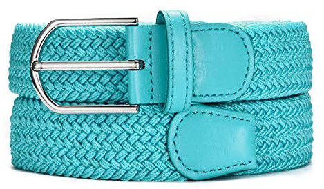 MASADA Stoffgürtel - Dehnbarer Stretch-Gürtel für Damen und Herren 3,2 cm breit elastisch 100-110 cm lang - Hellblau