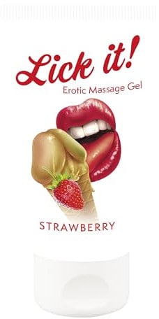 You2Toys Lick it! Erotic Massage-Gel Strawberry - verführerisches Gleitgel für Frauen und Männer, wasserbasierend, vegan, mit Erdbeer-Aroma, 50 ml
