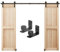 CCJH 10FT/305cm Sliding Barn Double Door Hardware Track Kit J Shape Roller Hanger Set with Adjustable Floor Guide