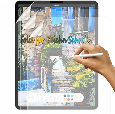 SUEEWE [3 Stück] Like Matte Papier Folie für iPad Pro 12,9 2022 M2/2021/2020/2018 (6./5./4./3. Generation), [Blendfreiem] PET Papier Gefühl Displayschutzfolie zum Zeichnen, Schreiben, Skizzieren