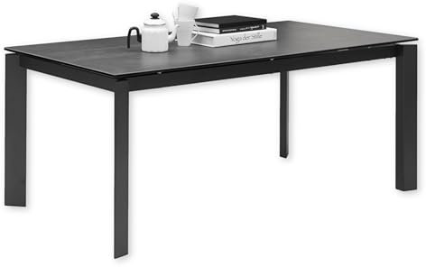 Stella Trading Paul Esstisch ausziehbar in Anthrazit - Ausziehbarer Esszimmertisch mit Metallgestell - 180-240 x 76 x 95 cm (B/H/T)