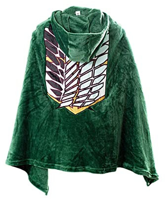 Daiendi AOT Cosplay Kostüm Survey Corps Umhang The Wings of Freedom Flanelldecke Erwachsene Anime Grünes Kap mit Kapuze XL