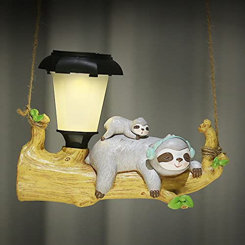 Junerain LED Solar Garten Statue Eichhörnchen Faultier Statue Dekoratives Licht Cartoon Tier Statue Nachtlicht Kreative wasserdichte Harz Gartenskulpturen for Rasen Baum Patio Hof