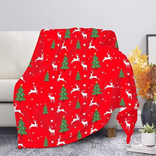 Amzbeauty Weihnachts-Decke mit Elchmotiv, bedruckt, 70 x 100 cm, Sofadecke für Kinder zum Schlafen