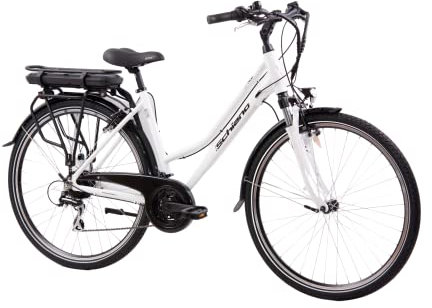 F.lli Schiano E-Ride, Electric Bike for Adults, 28 Trekking Bike, 36V 10.4Ah Removable Battery, 250W Motor, 40Nm, Commuter Ebike, White