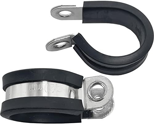 Lumonic 5x abrazaderas de tubo 20mm con inserto de goma acero inoxidable V2A I abrazaderas de cable para atornillar I abrazadera de manguera 20mm, abr