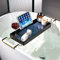 simpletome Bathtub Tray Expandable, Floating Clear Acrylic with Aluminum Alloy, Anti-slip (Black)