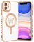 ZCDAYE Magnetic Case for iPhone 11, Compatible with MagSafe Slim Soft TPU Gold Edge Cute Butterfly Shockproof Cover for iPhone 11 (6.1 inches), White