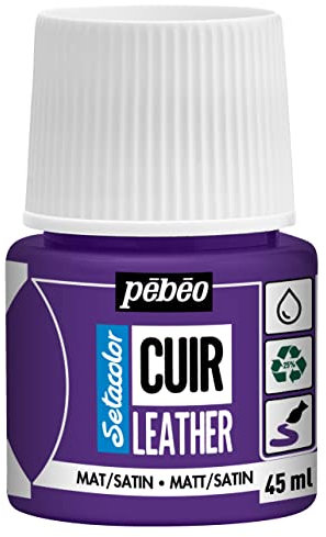 PEBEO - Setacolor Leather - Acrylic Paint for Leather and Leatherette - Customization Bag, Shoe, Sneaker - Resistance to scratches, folds, rubbing - Matt/Satin finish - Aubergine Purple - 45 ml