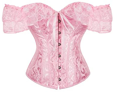 CABULE corset européen et américain nouvelle impériale corset robe haut de mariée manches courtes façonnant palais Lolita-rose, S