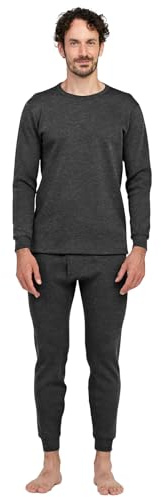 LAPASA Ropa Térmica Espesa para Hombre Conjunto Interior Camisa y Pantalon de Invierno Super-Warm M63,XL,Gris Oscuro