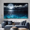 STUKE Moderner Mond auf der Meereslandschaft personalisiertes LeinWandbild Poster und Kunstdruckee Wand Bilder Bild für Wohnzimmer Zuhause Schlafzimmer Büro Dekor Wandbild 60x80cm Ohne Rahmen