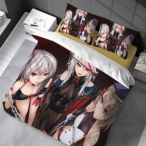 Anime Bettwäsche 140x200 cm Cartoons Kinder Duvet Cover Modern Bettbezug Set Weiche Mikrofaser 100% Baumwolle/Satin Kissenbezug 80x80 cm mit Reissverschluss für Mädchen Jungen Betten