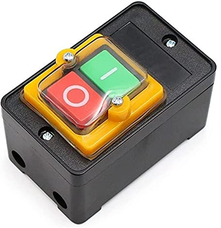 KLVN Interruttore di accensione/spegnimento del pulsante impermeabile KAO-5/BSP210F-1B 10A 380V Per il taglio 'interruttore del trapano del banco(Black)