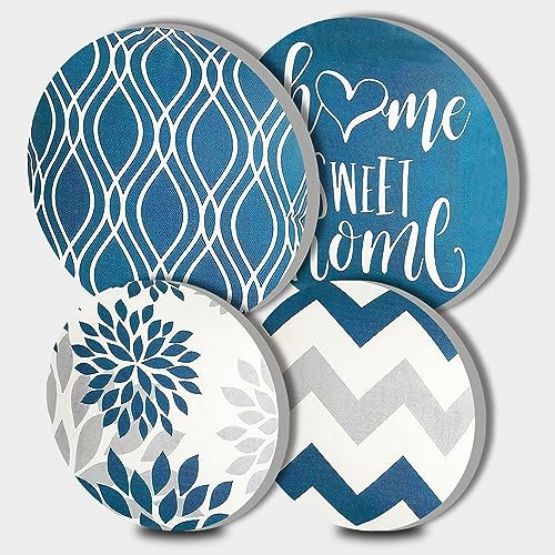 Minimalist Style Round Metal Hob Covers Set of 4 Home Sweet Home Background Stove Cooker Hob Covers for Cookers Gas Stove Protector Cookware Accessories Modern Cooktop Decor