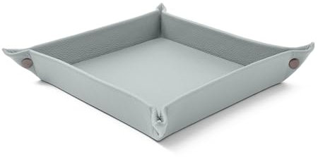 eglooh - Iris - Vaciabolsillos Recibidor Piel Genuina Azul Hielo - Organizador de Escritorio Diseño Moderno - Bandeja Decorativa Llaves, Monedas y Joyas - cm 18 x 18 - Made in Italy
