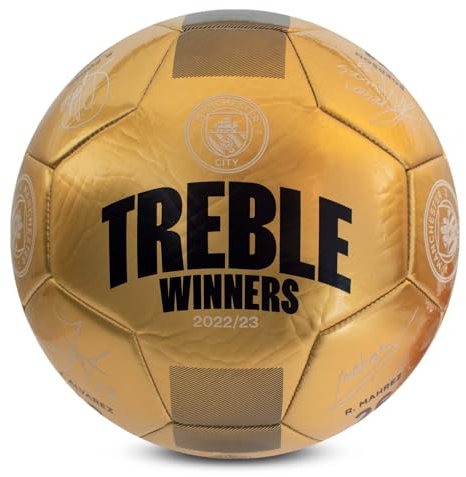 Hy-Pro Offiziell lizenzierter Manchester City Treble Winners Fußball - Größe 5 Fußball mit strapazierfähigem PVC, Sammleredition - Ideal für Fans & Spieler für Man City Fans, Gold