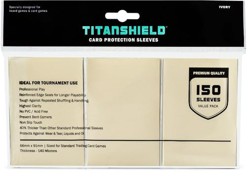 TitanShield Premium Ivory 150 Sleeves Standard Size Board Game Trading Card Sleeves Deck Protector for Magic The Gathering MTG, Baseball Collection, Dropmix