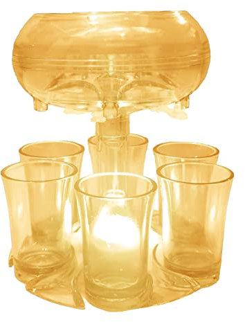 6 Shot Glass Dispenser Party Drink Dispenser Holder Set with Light Liquor Dispenser Bar Accessories Home Gifts (Color : Gold)