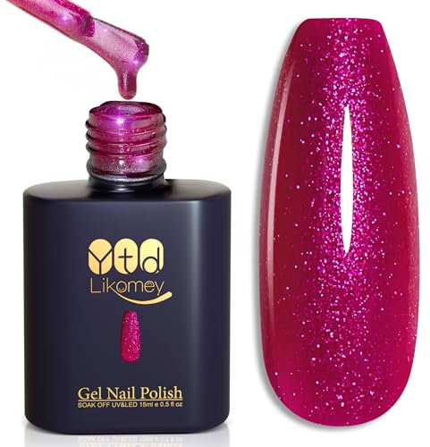 YTD Likomey Glitzer UV Gellack Nagellack Gel,15ml Helle Pflaume Glitter Soak Off Farbgel Nagelgel Maniküre Farbe Gel Polish
