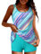 Damen Sommer Strand Bikini Modische Persönlichkeit Klassisch Set Hohe Taille Slim Fit Badeanzüge Urlaub Stil Temperament Frauen Dünn Ärmellos Schwimmen Anzüge Sexy Skinny Badeanzug (Blue, L)