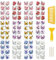 WANDIC 12 Blatt Transfer-Aufkleber, Blumen-Aufkleber, Schmetterlings-Aufkleber, wasserdichte Aufkleber für Fotoalben, Grußkarten