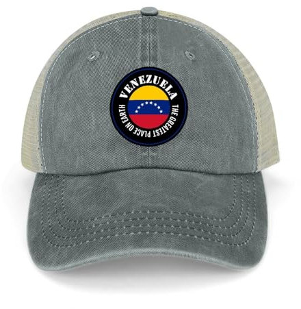Yelolyio Gorra de béisbol con parte trasera de malla para hombre, el mejor lugar en la tierra, gorras de algodón con bandera de Venezuela, gorras de béisbol, gorras de pesca, gorras de malla para