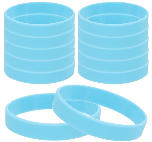 PATIKIL Bracelets en Caoutchouc Silicone, Lot de 12 Bracelets Extensibles Unis Couleur Solide Bandes Élastiques en Caoutchouc pour Hommes Femmes Adultes Adolescents, Bleu Clair