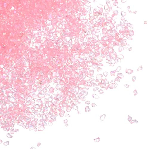 PATIKIL 100g Crushed Glass Glitters, 2-3 mm Colorful Irregular Glass Chips Chunky Glass Glitters Stones for Nail Art DIY Craft Jewelry, Pink
