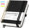 RETTACY Notizbuch A5 Liniert, Bullet Journal mit 100 g/m² Dickem Papier, 150 Blatt/300 Nummerierten Seiten, Collegeblock für Büro und Schule, Lederhülle, Schwarz, 14.8 cm x 21 cm
