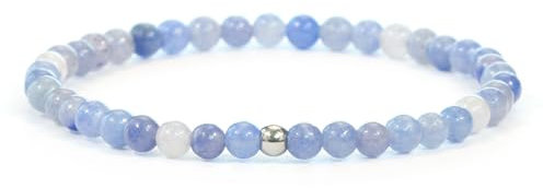 Echtes Blauer Aventurin Edelstein Armband mit 4mm Perlen - verschiedene Längen - Heilstein Schutzstein Talisman Glücksbringer Geschenk (Bl. Avent., 16CM)