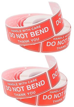 Lurrose 2rollen Handle with Care Versandetiketten Selbstklebend Rote Do Not Bend Warnaufkleber Mit Starker Haftung Praktische Versand Verpackungsaufkleber Für Zerbrechliche Pakete Langlebi