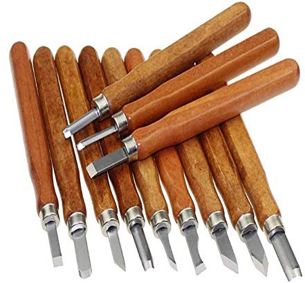 QZHDX Manico in Legno 12 Pezzi Strumenti per bisturi Set di Strumenti per Intaglio del Legno Taglierino Coltello per Intaglio del Legno Kit di Utensili manuali, Acciaio ad Alto tenore di Carbonio