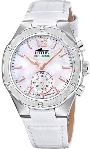 Lotus Reloj Mujer 18972/1 Connected Caja de Acero Inoxidable 316l Plateado Correa de Piel Blanco
